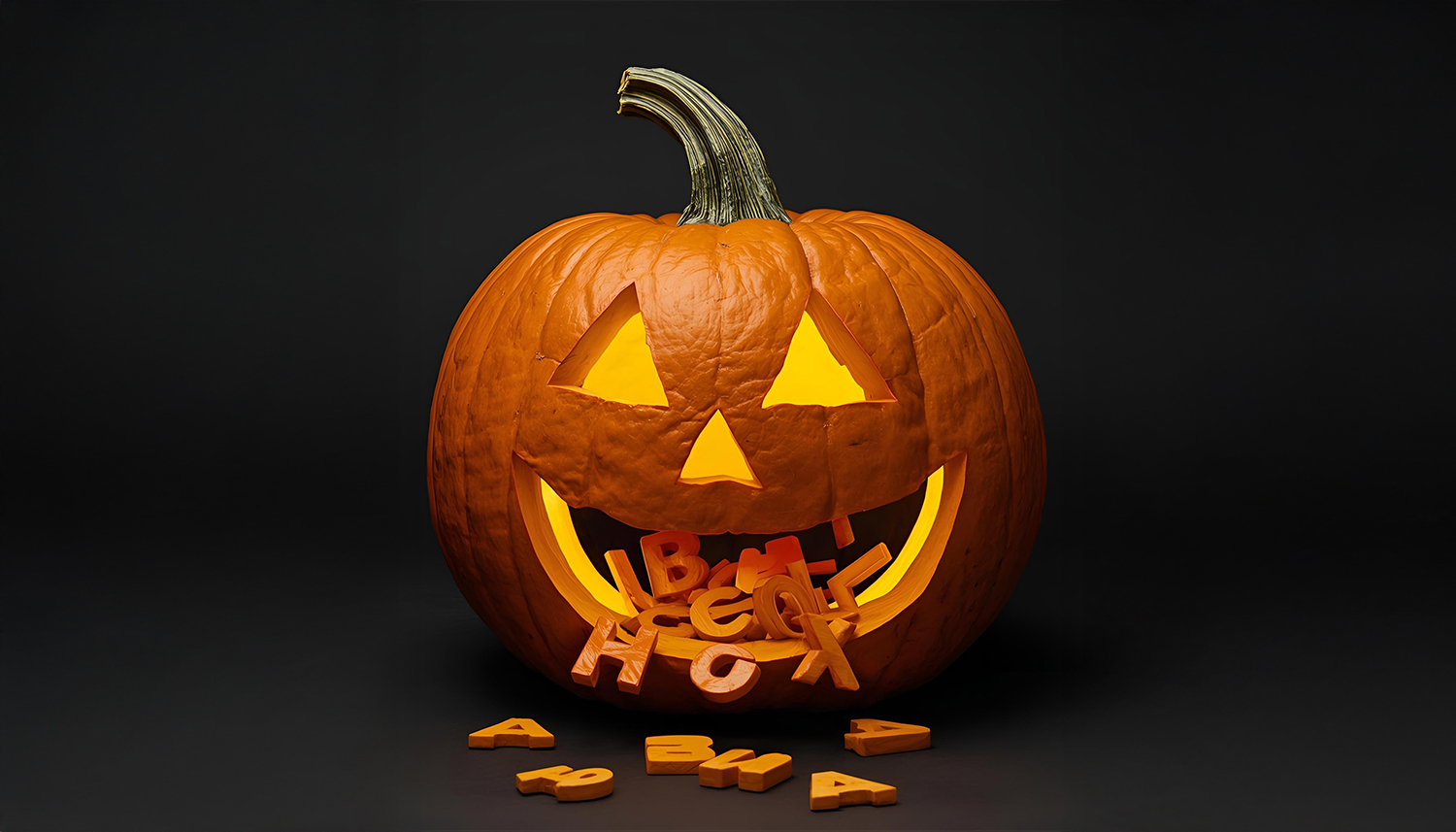 realistic-Halloween-jack-o-lantern-carved-from-a-large-orange-pumpkin-lit